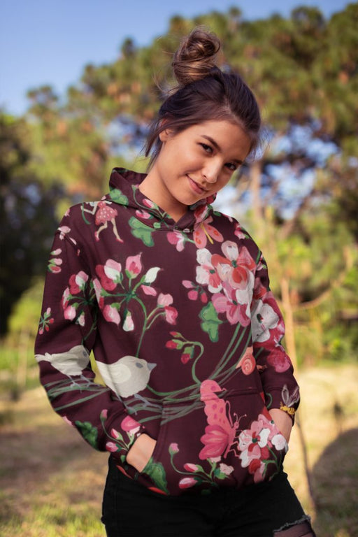 Alpine Pink Flowers Female Sublimation Hoodie
