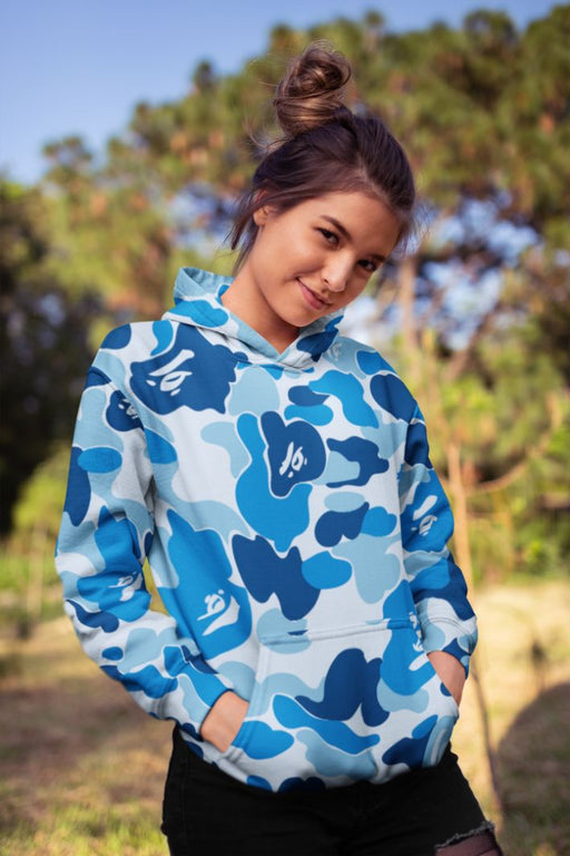 Blue Dots Camoflduge Female Sublimation Hoodie