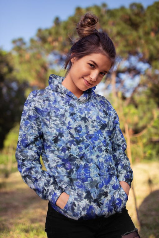 Blue Leafs Female Sublimation Hoodie