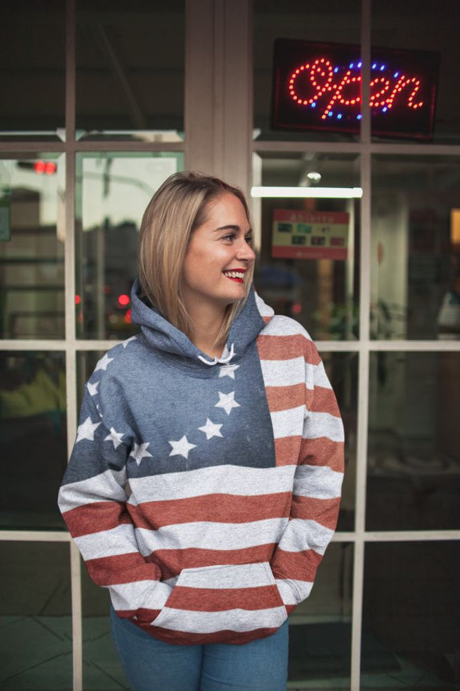 Patrotic Flag Female Sublimation Hoodie