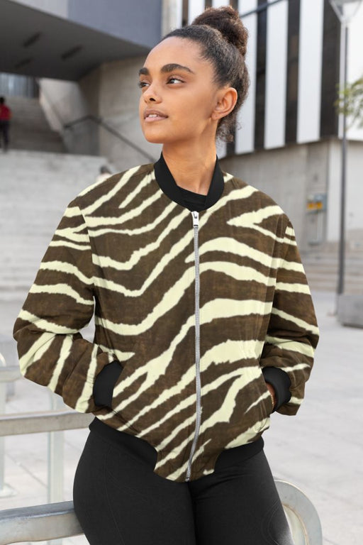 Zebra Print Female Bomber Jacket