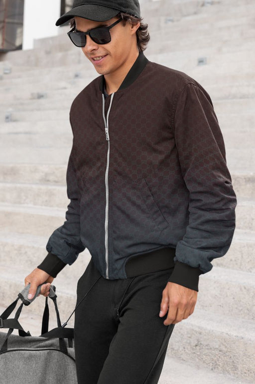 Blue Brand pattern Bomber Jacket