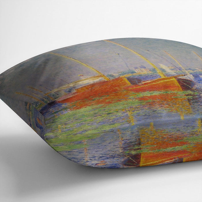 Red Boats at Argenteuil by Monet Cushion