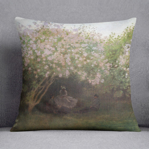 Repos sous les lilas 1872 by Monet Cushion