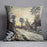 Road to Louveciennes melting snow children sunset by Monet Cushion