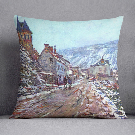 Road to Vetheuil in winter by Monet Cushion