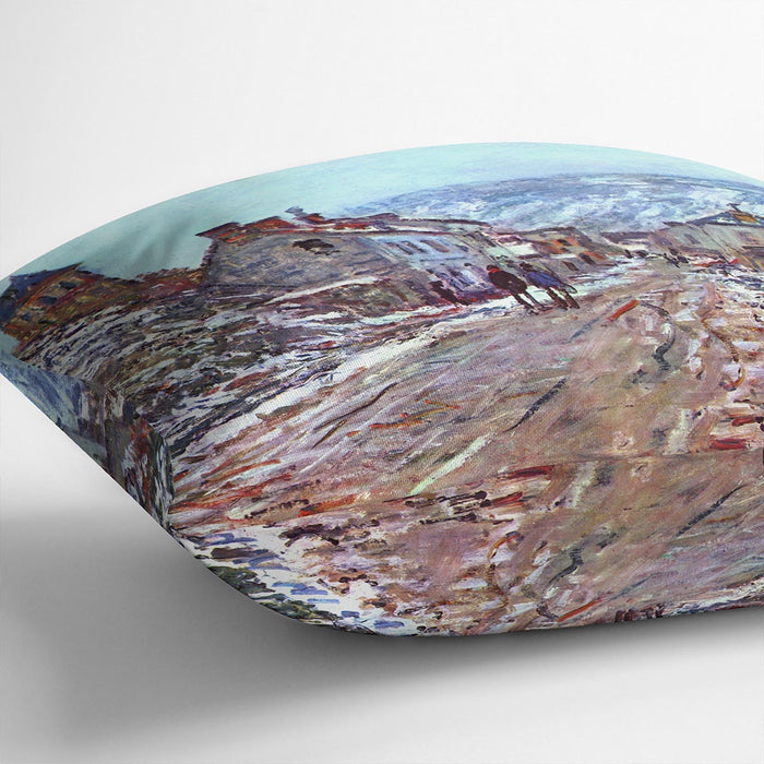 Road to Vetheuil in winter by Monet Cushion