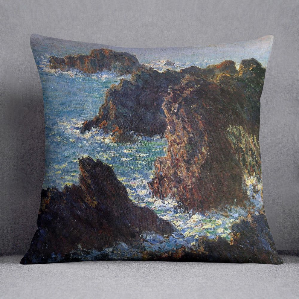 Rocky peaks at the Belle Ile by Monet Cushion