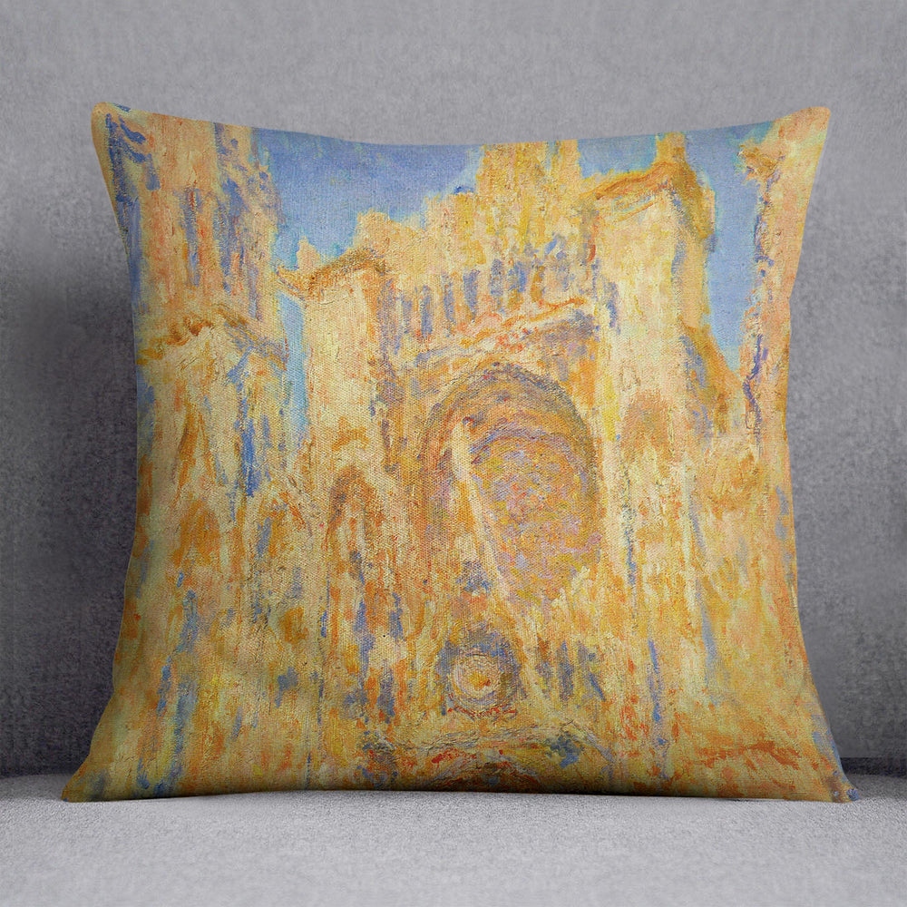 Rouen Cathedral Facade at Sunset by Monet Cushion