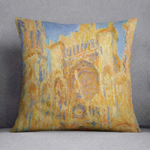 Rouen Cathedral Facade at Sunset by Monet Cushion