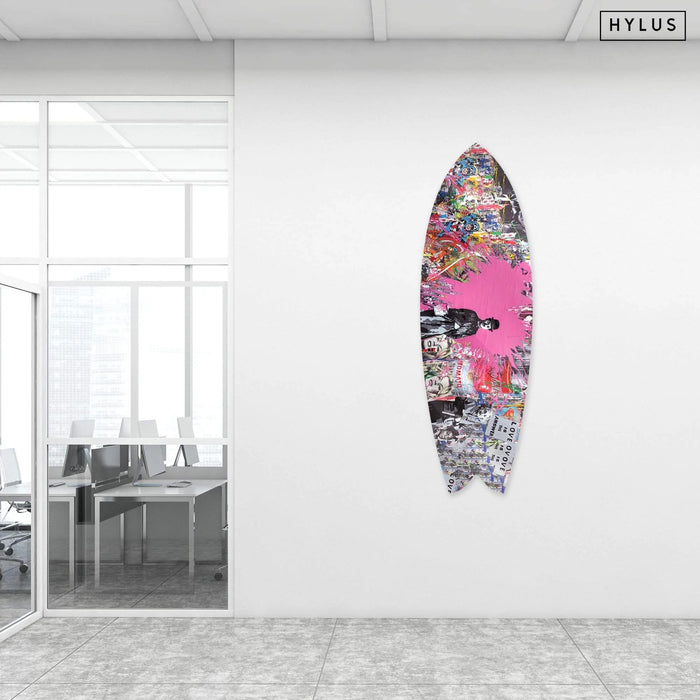 Pink Loves Art Surfboard