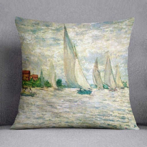 Sailboats regatta in Argenteuil by Monet Cushion
