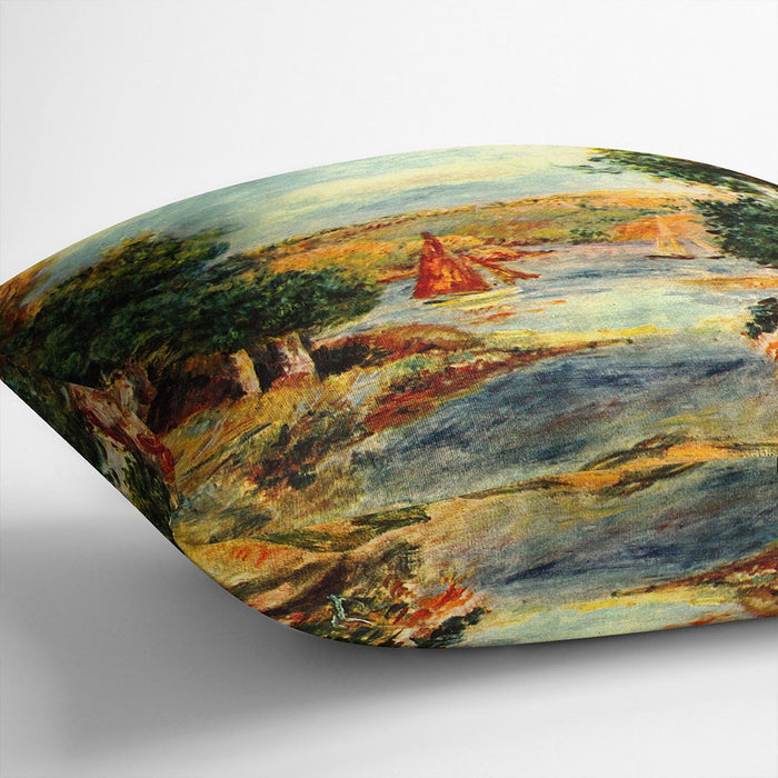 Sailing boats in Cagnes by Renoir Cushion