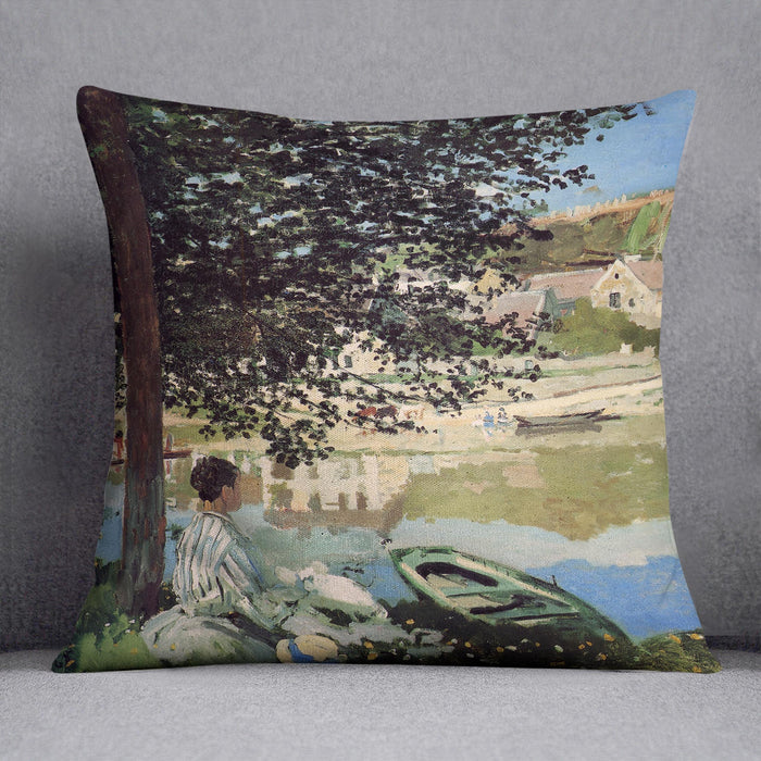 Seine bank at Vethueil by Monet Cushion