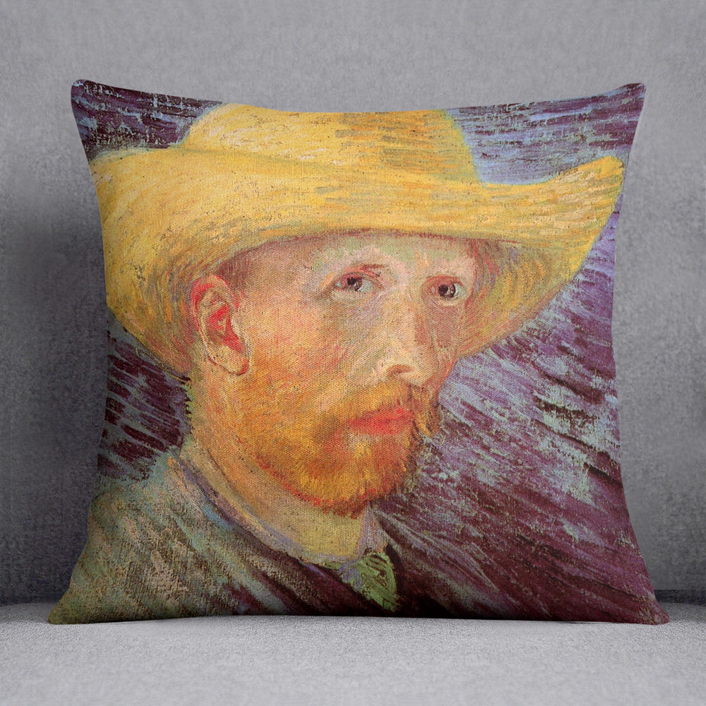 Self-Portrait with Straw Hat by Van Gogh Cushion