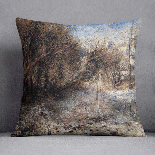 Snowy landscape by Renoir Cushion