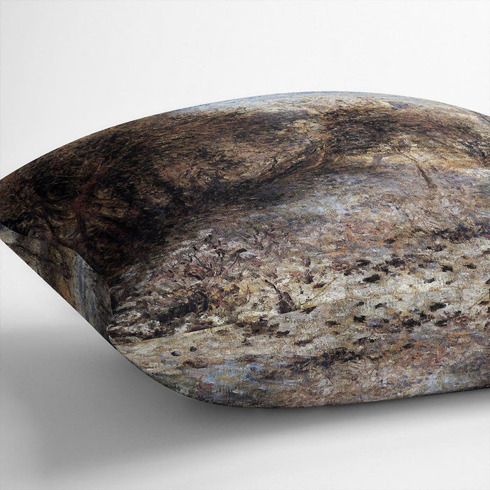 Snowy landscape by Renoir Cushion