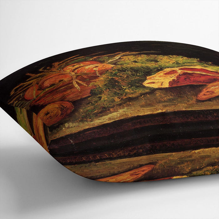 Still Life with Apples Meat and a Roll by Van Gogh Cushion