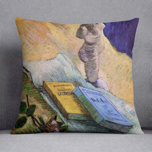 Still Life with Plaster Statuette a Rose and Two Novels by Van Gogh Cushion