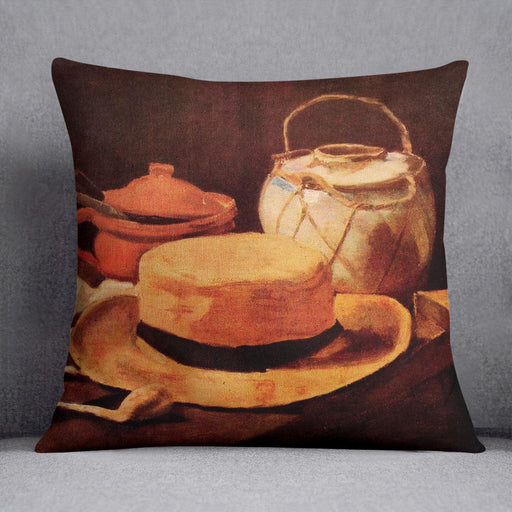 Still Life with Yellow Straw Hat by Van Gogh Cushion