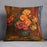 Still life roses before a blue curtain by Renoir Cushion