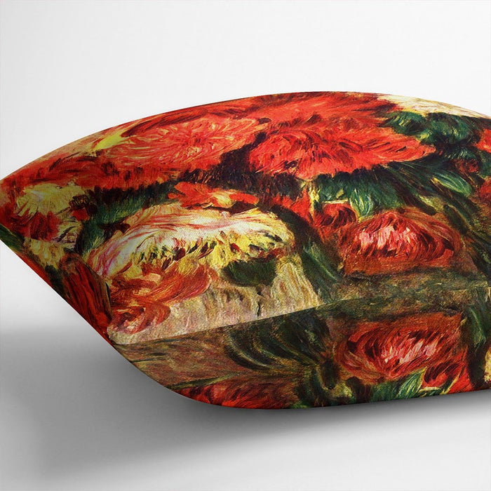 Still life with Chrysanthemums by Renoir Cushion