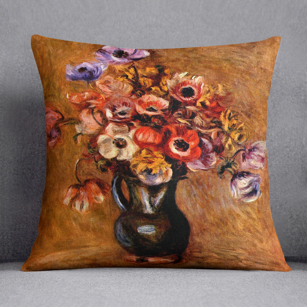 Still life with anemones by Renoir Cushion