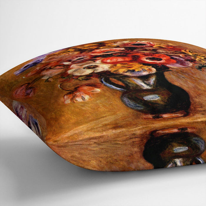 Still life with anemones by Renoir Cushion