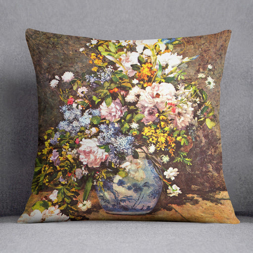 Still life with large vase by Renoir Cushion