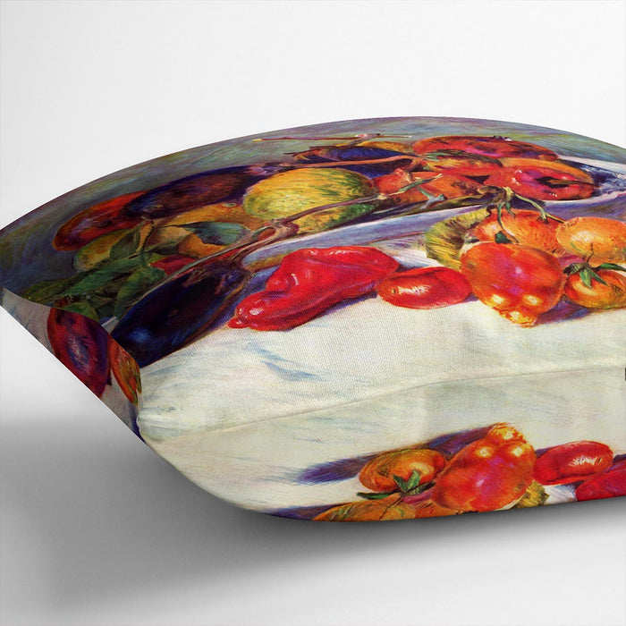Still life with tropical fruits by Renoir Cushion