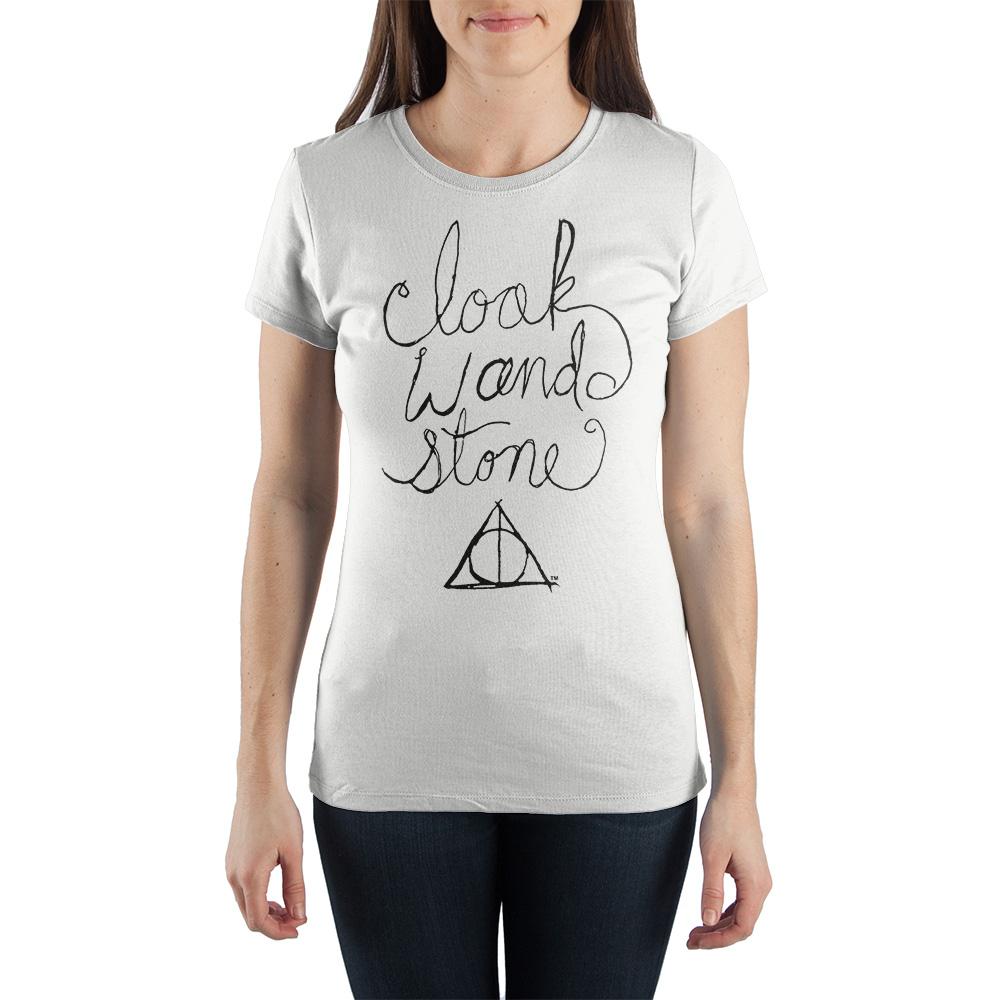 Harry Potter Cloak Wand & Stone T-Shirt - Deathly Hallows: Cloack of Invisibility, Elder Wand, & Resurrection Stone