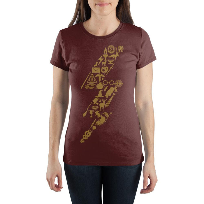 Harry Potter Curse Lightning Bolt Women's Burgundy T-Shirt