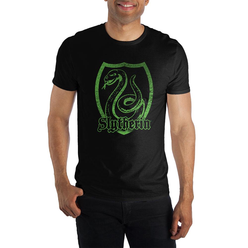 Harry Potter Slytherin Logo Specialty Soft Hand Print Men's Black T-Shirt