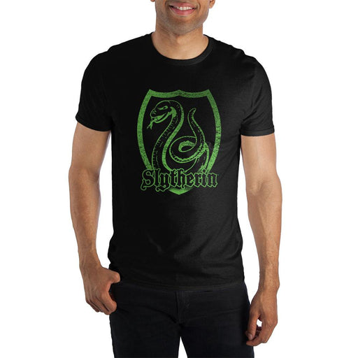 Harry Potter Slytherin Logo Specialty Soft Hand Print Men's Black T-Shirt