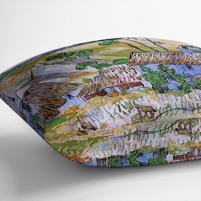 Thatched Cottages by a Hill by Van Gogh Cushion