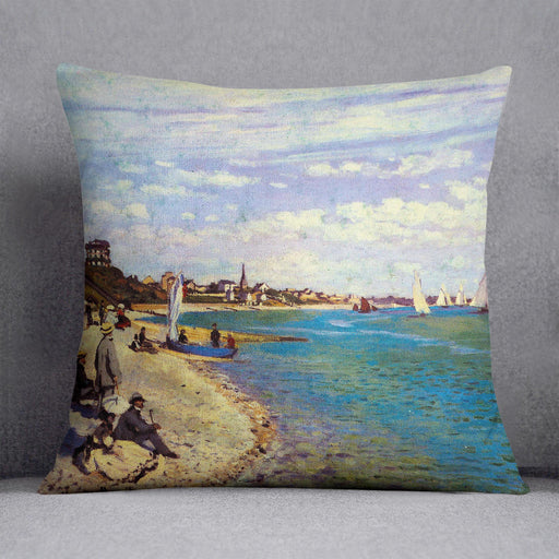 The Beach at Sainte Adresse by Monet Cushion