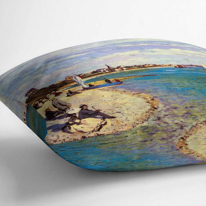 The Beach at Sainte Adresse by Monet Cushion