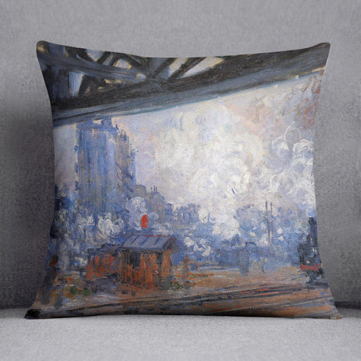 The Gare Saint Lazare by Monet Cushion