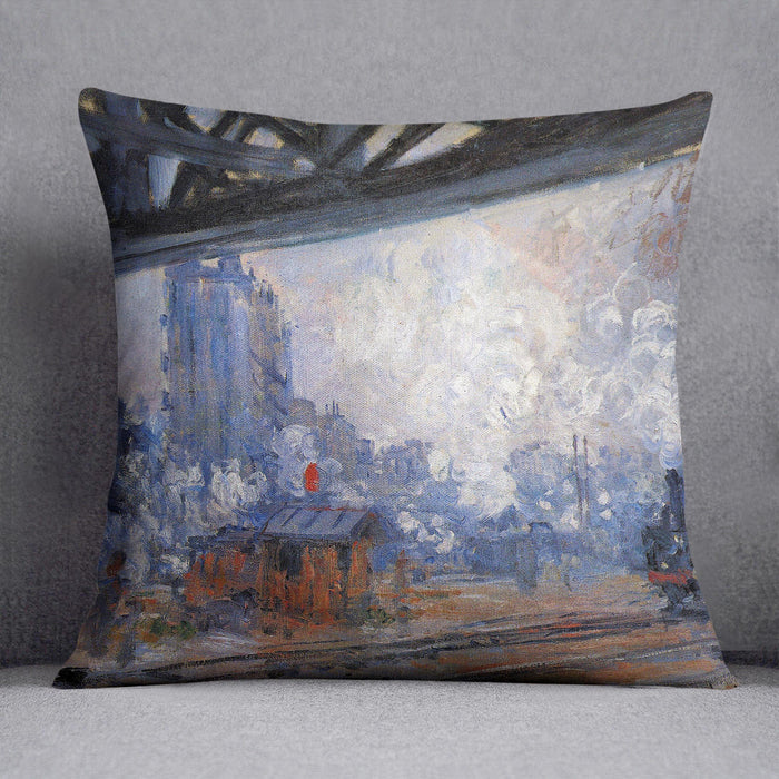 The Gare Saint Lazare by Monet Cushion
