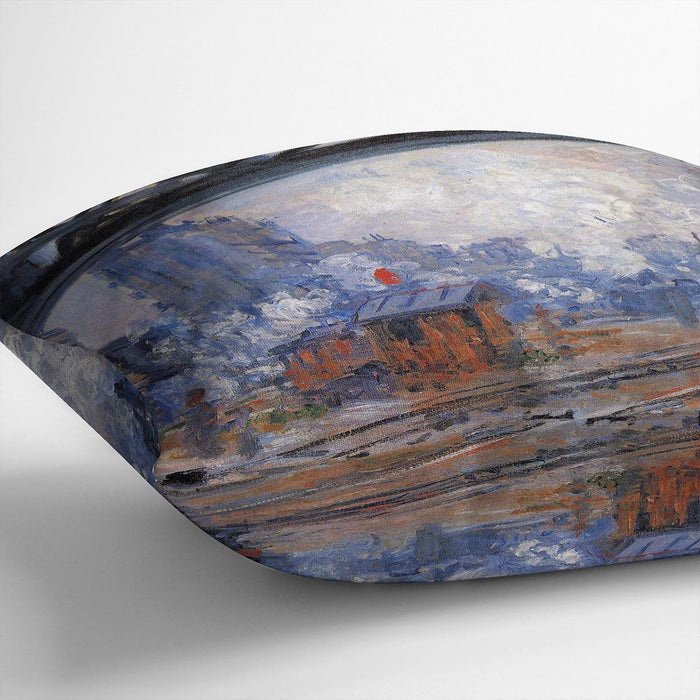 The Gare Saint Lazare by Monet Cushion