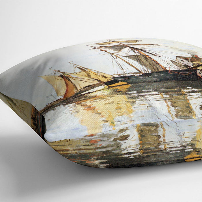 The Honfleur Port by Monet Cushion