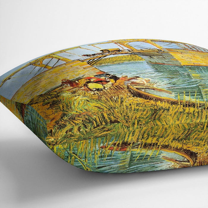The Langlois Bridge at Arles by Van Gogh Cushion