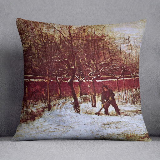 The Parsonage Garden at Nuenen in the Snow by Van Gogh Cushion