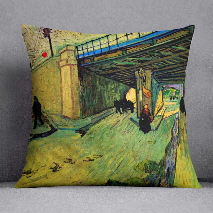 The Railway Bridge over Avenue Montmajour Arles by Van Gogh Cushion