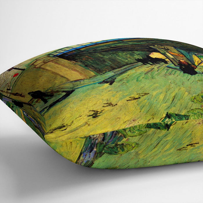 The Railway Bridge over Avenue Montmajour Arles by Van Gogh Cushion