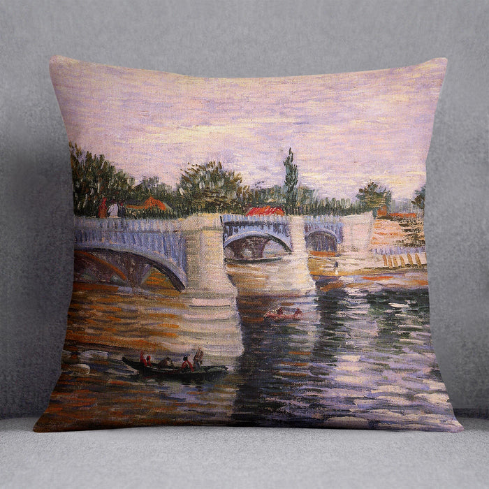 The Seine with the Pont del Grande Jette by Van Gogh Cushion