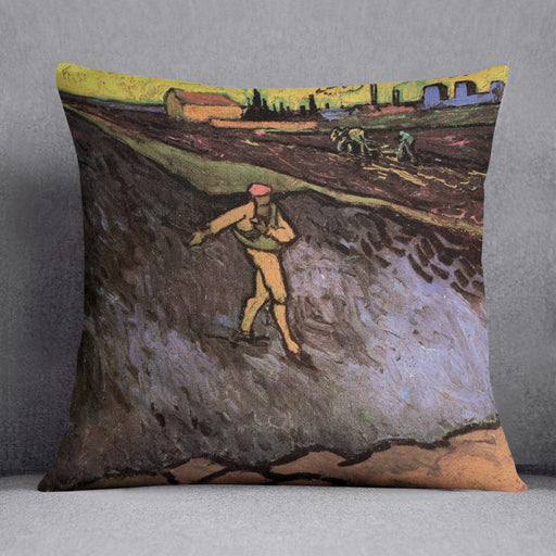 The Sower with the outskirts of Arles in the Background by Van Gogh Cushion