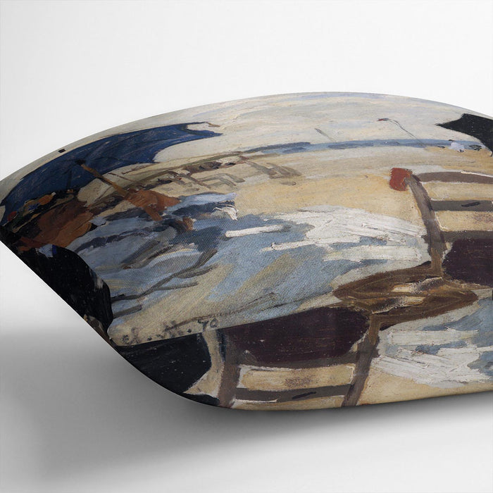 The beach a Trouville by Monet Cushion