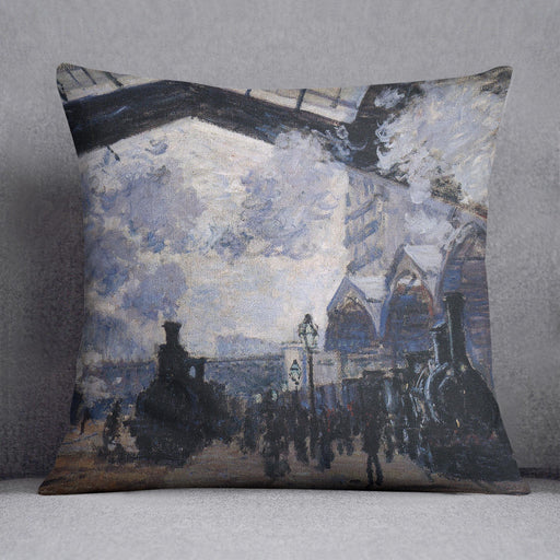 The gare St Lazare 2 by Monet Cushion
