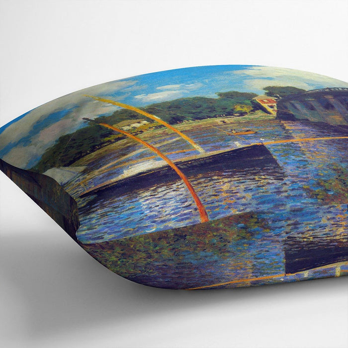 The road bridge Argenteuil by Monet Cushion